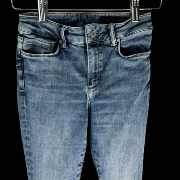 All Saints Miller Frayed Hem Distressed Skinny Jeans Sz S (US 6) - Picture 4 of 8